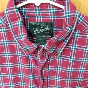Woolrich Mens Red Blue Plaid Button Down